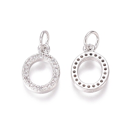 Платина Латунные микропаве прозрачные кубические циркониевые подвески, с прыжковых колец, овальные, платина, 12.5x9x2 мм, Перейти кольцо: 5x0.7 мм, внутренний диаметр: 3.6 мм