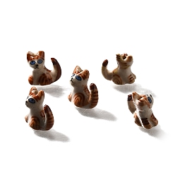 Сиена Фарфоровые бусины ручной работы, форма кошки, цвет охры, 15.5~16.5x15~16x8.5~9 мм, отверстие : 1.6 мм