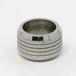 Stainless Steel Color Tarnish Resistant Stainless Steel Textured Rondelle Large Hole Beads, Stainless Steel Color, 11x7mm, Hole: 8mm