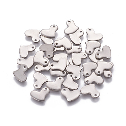 Edelstahl Farbe Anlaufgeschützt 201 Charms aus Edelstahl, leere tag stempeln, Herz, Edelstahl Farbe, 10x9.5x1 mm, Bohrung: 1.2 mm