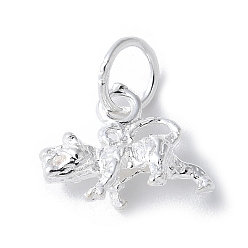 Тигр 925 стерлинговое серебро 3d китайские зодиакальные подвески, с прыжковых колец, серебряный цвет гальваническим, тигр, 8~14x5~11x3~6.5 мм, отверстие : 3.5 мм