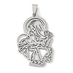 Нержавеющая Сталь Цвет 201 подвески из нержавеющей стали, очарование матери и ребенка, лазерная резка, анти-тускнение, цвет нержавеющей стали, 45x29x1.5 мм, отверстие : 7.5x4.5 мм