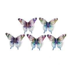 Фиолетовый УФ-покрытие и напечатанные непрозрачные акриловые бусины, бабочка, радужный, фиолетовые, 33x39x13 мм, отверстие : 2.8 мм