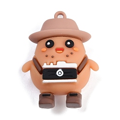 Персиковый Слойка ПВХ подвески, картофельные прелести, розовые, 48x47x19 мм, отверстие : 2.5 мм