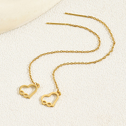 Настоящее золото 18K Геометрические круглые серьги с кисточками-гвоздиками 201 цепочка из нержавеющей стали, сердце, реальный 18 k позолоченный