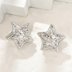 Платина Латунь обруч серьги для женщин, звезда, платина, 23x18.5 мм