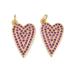 Настоящее золото 18K Латунные микро проложить кубического циркония подвески, сердце прелести, без кадмия и без свинца, стойки покрытие, долговечный, с целью перехода в кольце, реальный 18 k позолоченный, 21x12.5x2 мм, отверстие : 3.5 мм