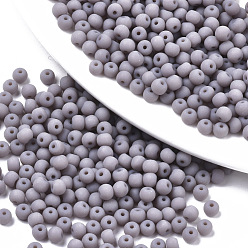 чертополох Матовые цвета стеклянные бусины, непрозрачных цветов, круглые, чертополох, 4x3 мм, отверстия: 1 мм, около 4500 шт / мешок