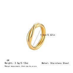 Real 18K Gold Plated Irregular 304 Stainless Steel Finger Rings for Women, Real 18K Gold Plated, US Size 6(16.5mm)