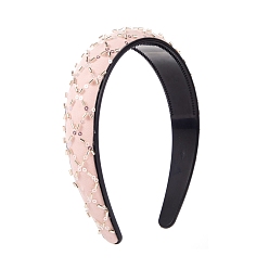 Misty Rose Cloth Sequin Decor Headband, Fish Net Style Simple Lady Hair Accessories, Misty Rose, 150x120x30mm