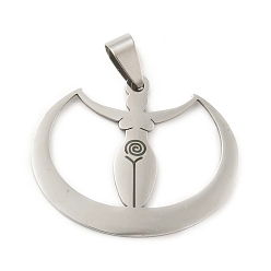 Нержавеющая Сталь Цвет Не тускнеющие 201 подвески из нержавеющей стали, тема йога, женщина, цвет нержавеющей стали, 28x35x1.5 мм, отверстие : 8x4 мм