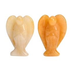 Jade Topazee Figurines d'anges sculptées en jade topaze naturel, cadeau de pierre énergétique feng shui pour la décoration de bureau à domicile, 35~38x18.5~20x50~53mm