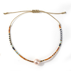 (52) Непрозрачная лаванда Стеклянные бусины плетеные браслеты из бисера для женщин, с жемчугом из раковины , разноцветные