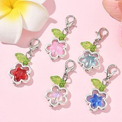 Античный Серебристый & Платиновый Подвесные украшения из сплава и стекла в форме звезды, с застежками-карабинами из цинкового сплава и прозрачными акриловыми подвесками, старинное серебро и платина, 32 мм