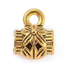 Античное Золото Поручни из сплава в тибетском стиле, петля под залог, колонке с цветком, античное золото , 10x8x6 мм, отверстие : 1.6 мм, внутренний диаметр: 3 мм, Около 600 шт / 500 г