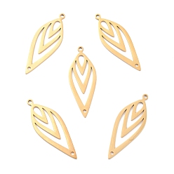 Золотой Ионное покрытие (ip) 201 подвески из нержавеющей стали, лазерная резка, лист, золотые, 38x14x1 мм, отверстие : 1.6 мм