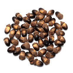 Coconut Brown Acorn Foam Display, with Plant Leaf, for Home Display Decorations, Coconut Brown, 25~45x15~30mm, 50pcs/bag