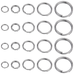 Нержавеющая Сталь Цвет 400шт 5 стили 304 разрезные кольца из нержавеющей стали, кольца с двойной петлей, цвет нержавеющей стали, 5~12x1~2 мм, внутренний диаметр: 3.8~10 мм, одиночный провод: 0.5~1 мм, 80 шт / стиль