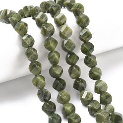 Chinese Jade Натуральные китайские бусины из южного нефрита, граненые, твист, 10~10.5x9.5~10.5x9.5~10.5 мм, отверстие : 1 мм, около 38~40 шт / нитка, 14.96~15.35'' (38~39 см)