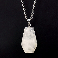 Хрусталь Ожерелье с подвеской в виде гроба на Хэллоуин с кристаллами кварца и цепочками из платинового сплава, 20.87 дюйм (53 см)