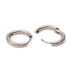 Stainless Steel Color 201 Stainless Steel Huggie Hoop Earrings, with 316 Surgical Stainless Steel Pins, Ring, Stainless Steel Color, 16x2.5mm, Pin: 1mm