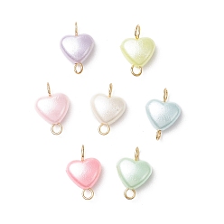 Золотой Подвески-сердечки из искусственного жемчуга и акрила, с 304 двойными петлями из нержавеющей стали, разноцветные, золотые, 14x9x5 мм, отверстия : 1.6 mm и 2.5 мм