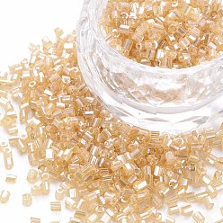 Navajo White Glass Bugle Beads, Transparent Colours Luster, Navajo White, 2.5~3x2mm, Hole: 0.9mm, about 15000pcs/pound