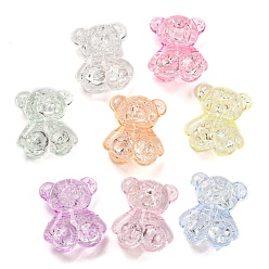 (52) Непрозрачная лаванда Прозрачных бусин акриловые треск, отверстие / без отверстий, медведь, разноцветные, 18x15x10.5 мм