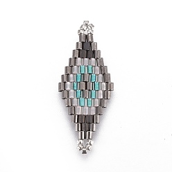 Разноцветный Японский бисер miyuki & toho ручной работы ссылки, Ткацкий станок, ромб, красочный, 31.4~33x12.7~13.4x1.6~1.7 мм, отверстие : 1~1.4 мм