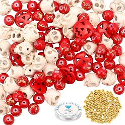Mixed Color DIY Halloween Theme Bracelet Making Kits, Including  Synthetic Turquoise Beads, Glass Seed, Skull Synthetic Magnesite Beads, ABS Plastic Beads, Elastic Crystal Thread