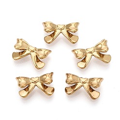 Золотой 304 из нержавеющей стали многожильных ссылки, бантом, золотые, 8~9x13x4.5~5 мм, отверстие : 1.4 мм