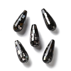 черная губная раковина Натуральный черный губы бусы оболочки, слеза, половине просверлил, 24~26x10.5~11 мм, отверстие : 0.7~0.8 мм