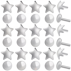 Платина 30 шт. 2 стили 925 булавки с плоской головкой из стерлингового серебра, звезда и плоский круглый, платина, 3~4.5x3.5~4.5x2.5~3.5 мм, 15 шт / стиль