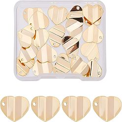 Настоящее золото 18K 20 шт. Латунные подвески, сердце, реальный 18 k позолоченный, 12.5x15.5x1.5 мм, отверстие : 1.5 мм