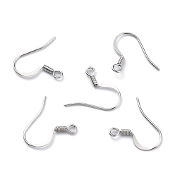 Платина Латунные крючки для сережек, провод уха, с горизонтальной петлей, платина, 16~18x16~18x1.5 мм, отверстие : 2 мм, 20 датчик, штифты : 0.8 мм