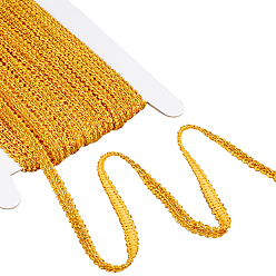 (932FM) Темно-синий аква-матовый с подкладкой 1 ленты из металлизированной пряжи, жаккардовая лента, кружевные ленты сороконожка, аксессуары для одежды, темно-золотистые, 1/4 дюйм (7 мм), 25 ярдов / карта