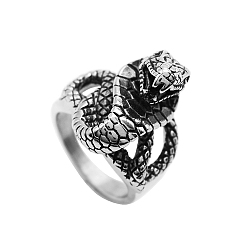 Змея Открытая манжета из сплава, петля спицами петля крючком, держатель нитенаправителя для женщин, античное серебро, змея, Внутренний диаметр: 1.9 cm