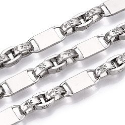 Platinum Alloy Irregularity Lock Link Chain, Unwelded, with Spool, Platinum, 18.5x7.5x1.5mm, Links: 10x3x1.5mm, about 29.53 Feet(9m)/Roll