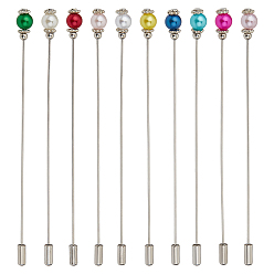 (52) Непрозрачная лаванда 10шт. латунные броши, с абс пластмассовой имитационной жемчужиной, разноцветные, 123 мм