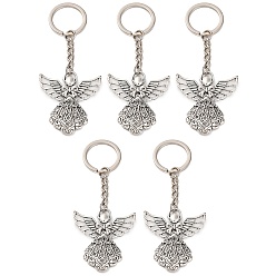 Античное Серебро Брелки из сплава ангела, железа отделились брелоки, античное серебро, 9.2 см, 8 шт / комплект