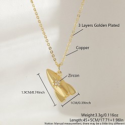 Rocket Ожерелья с подвесками Ocean Summer из латуни с прозрачными кубическими цирконами и паве, золотые, ракета, 17.72 дюйм (45 см), Кулон : 19x10 мм
