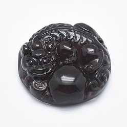 Obsidian Natural Obsidian Pendants, 35x36x11mm, Hole: 1.5mm
