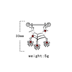 Spider 316l хирургическая нержавеющая сталь рубиновый стразы сосок стремя, цвет нержавеющей стали, паук, 33 мм