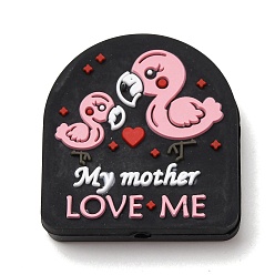 Arch Силиконовые фокусные бусы на день матери, красочный, фламинго со словом "моя мама меня любит", арка, 30x28.5x7.5 мм, отверстие : 2.5 мм