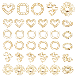Light Gold 50 Pcs 5 Style Rack Plating Alloy Filigree Joiners Links, Cadmium Free & Lead Free, Light Gold, 16x21x2mm, 10pcs/style