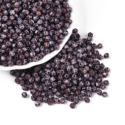 Седло Коричневый Пикассо стеклянные бусины, круглое отверстие, двухконусные, граненые, седло коричневый, 4.5x3.5~4 мм, отверстие : 1~1.2 мм, Около 5625 шт / фунт