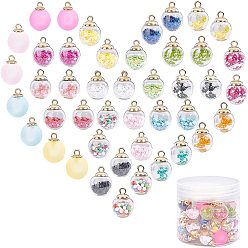 Mixed Color Transparent Glass Globe Pendants, with Frosted Acrylic Pendants, Mixed Color, 48pcs/box