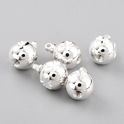 Посеребрённый Латунные коннекторы, долговечный, круглые, 925 серебро покрытием, 12x8~9 мм, отверстие : 1.4 мм