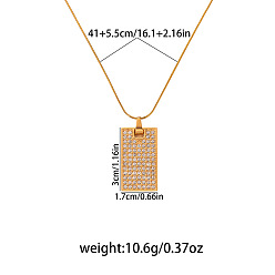 Rectangle 304 Подвески-колье из нержавеющей стали с геометрическим узором и кристаллами, золотые, прямоугольные, 16.14 дюйм (41 см)