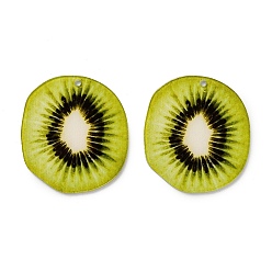 Kiwi Fruit Непрозрачные печатные акриловые подвески, киви, 33x30x2 мм, отверстие : 1.6 мм